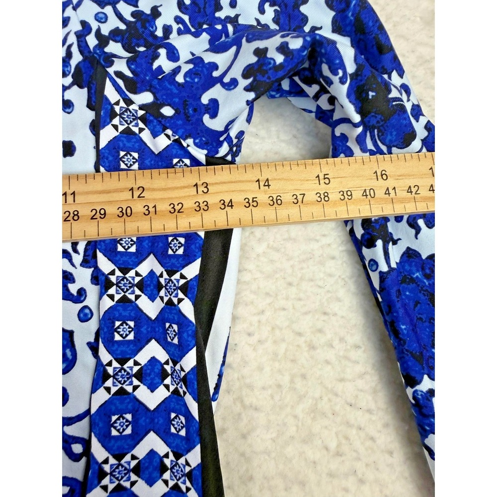 Nanette Lepore Rash‎ Guard Womens Small Blue Floral Long Sleeve Zip Swim Shirt - Picture 7 of 7